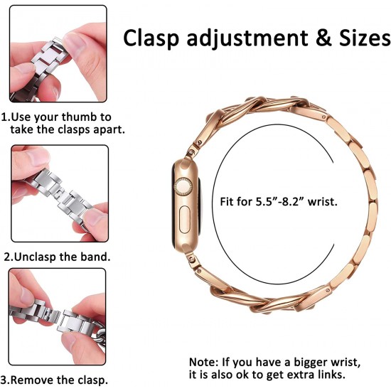 Women Slim Premium Steel Strap For Apple Watch Band Series 7 6 5 4 Diamond  Case For iWatch 38mm 40mm 42mm 44mm 45mm Chain Bracelet |Watchband